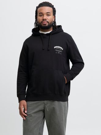 Jack & Jones Plus Size Kapuzensweatshirt JORMEADOWS SWEAT HOOD PLS, Herren, Gr. 4XL, schwarz, angeraute Sweatware, Obermaterial: 100% Baumwolle, JACK & JONES PLUSSIZE, bedru