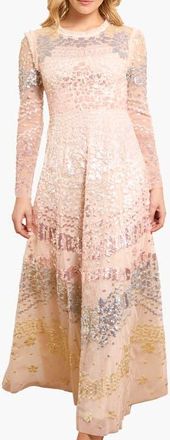 Needle & Thread Angeline Sequin Gown in Cream at Nordstrom, Size 14