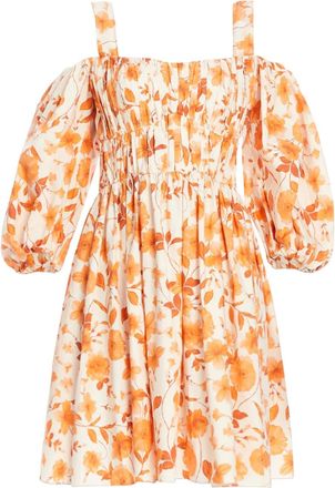 VASILIKI Abito a fiori plissettato - Arancione
