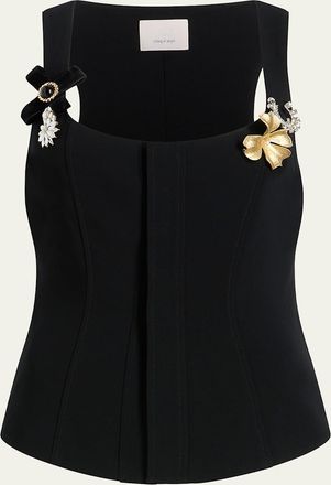 Cinq &agrave; Sept Aliana Embellished Crepe Vest