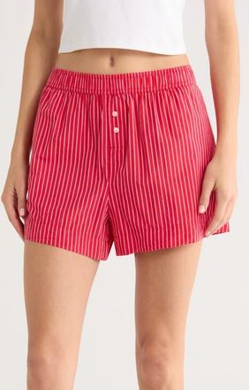 Open Edit Oversize Boyfriend Boxer Shorts in Red Muse Pinstripe at Nordstrom, Size X-Large