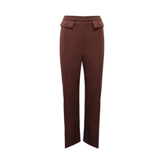 Elisabetta Franchi Straight Trousers, female, Brown, Size: L Pa-121-56E2 Palazzo Trousers