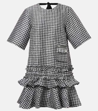 Ganni Gingham ruffled minidress