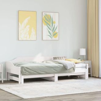 vidaXL Divano Letto con Letto Estraibile Bianco 90x200cm Massello Pino - Vidaxl
