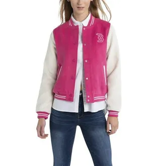 Lusso Womens Lusso Pink Boston Red Sox Priya Full-Snap Varsity Jacket at Nordstrom, Size Xx-Large