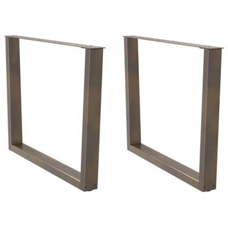 Berkfield Home Dining Table Legs V-Shape 2 pcs Natural Steel 100x(72-73.3) cm Steel in Brown