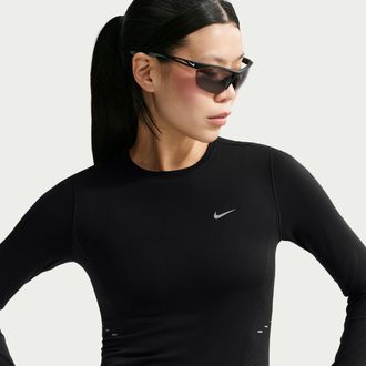 Nike Womens Swift Dri-FIT Seamless Long-Sleeve Running Top in Black | IU1057-010