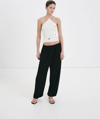 Mango Top halter applicazioni metallo bianco - Donna - XS - MANGO