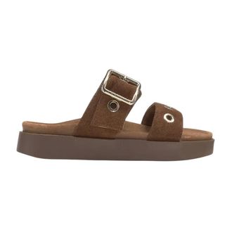 INUIKII Sliders, female, Brown, Size: 10 US Tilda Buckle Pantoletten