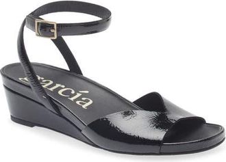 Pedro Garcia Wamika Leather Wedge Sandal in Black Castoro Naplack at Nordstrom, Size 36.5