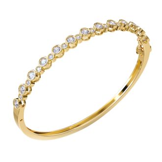 Diamond2Deal 14k Yellow Gold 2 Carat Round Lab Grown Diamond Bangle Bracelet 7