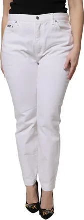Dolce & Gabbana Womens White Cotton Mid Waist Skinny Denim Jeans Elastane Clothing