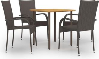 vidaXL Vidaxl - Set De Muebles De Comedor De Jard&iacute;n 5 Piezas De Rat&aacute;n Marr&oacute;n
