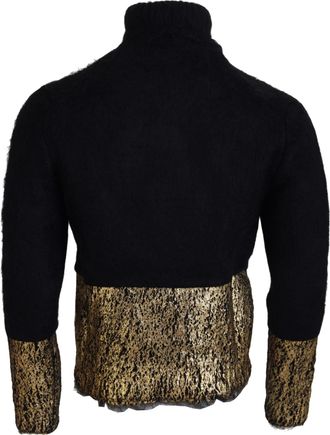 Dolce & Gabbana Black Gold Turtleneck Mohair Pullover Mens Sweater Clothing