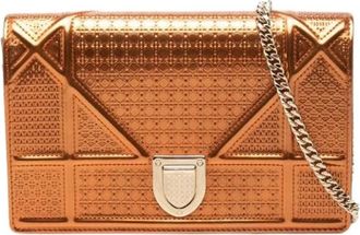 Dior Pre-owned Diorama Wallet on Chain - Dames - Vintage Schoudertas - Oranje - ONE Size - Leer - Vintage