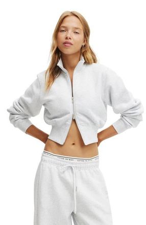 Cotton On Womens Active Plush Fitted Zip Through in Cloudy Grey Marle at Nordstrom, Size Xx-Small