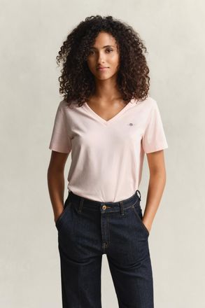 GANT Women Shield V-Neck T-Shirt (XXL) APRICOT PINK