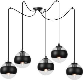 OEM L&aacute;mpara Colgante Toledo Spider Negra 5 Pantallas Planas Negras E14