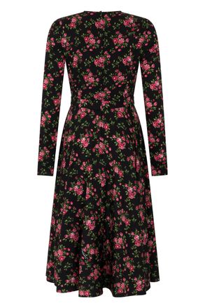 Dolce & Gabbana Womens Dress Silk Floral Black Light Blue Polyester