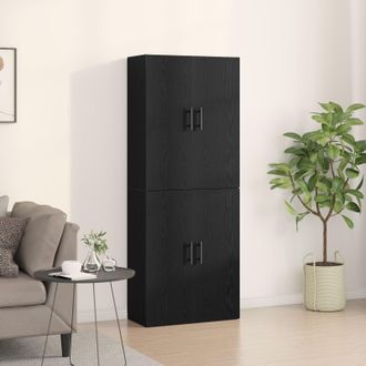 Berkfield Home Cabinets 2 pcs Black Oak 69, 5x34x180 cm Engineered Wood | Size: 5 x 34 x 180 cm