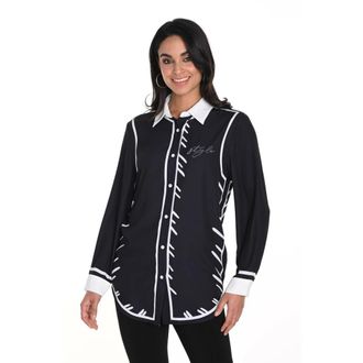 Frank Lyman Design Shirts, female, Black, XL, Elegant Black/White Blouse with Print