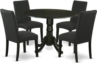 East West Furniture Dining Room Set Black, DLDR5-BLK-24