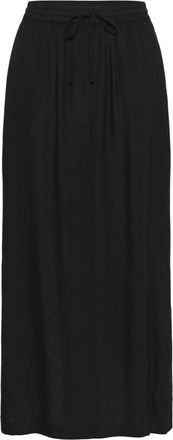 Kaffe Zwarte Diepe Rok met Elastische Taille - Dames - Maxi Rokken - Zwart - S - Linnen - Rokken