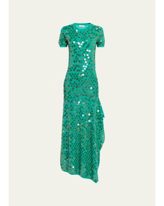 Zankov Magda Short-Sleeve Sequined Maxi T-Shirt Gown