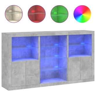 Berkfield Home Sideboard with LED Lights Concrete Grey 181.5x37x100 cm