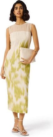 Whistles Sleeveless Round Neck Midi Dress in Green/multi at Nordstrom, Size 12