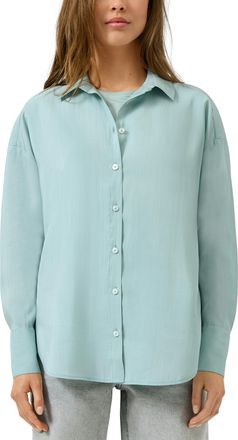 QS by s.Oliver Langarmbluse QS, Damen, Gr. 34, light petrol, Web, Obermaterial: 85% Modal, 15% Polyamid, unifarben, bequem Po-bedeckend, Rundhals, 2-Knopf-Manschette