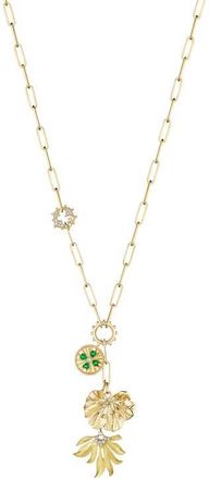 Hueb Penka Diamond & Tsavorite Multicharm Necklace in Yellow Gold at Nordstrom, Size 18