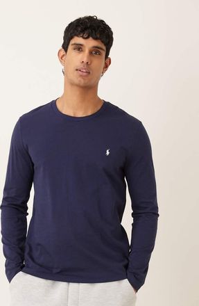 Polo Ralph Lauren Maglietta da casa a maniche lunghe in jersey di cotone blu navy