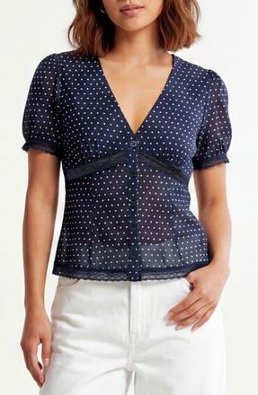 By Design Sammy Polka Dot Short Sleeve Top in Peacoat/Cream Dot at Nordstrom Rack, Size X-Small