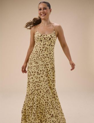 Nobody's Child Butter Yellow Leopard Print Kiki Maxi Dress