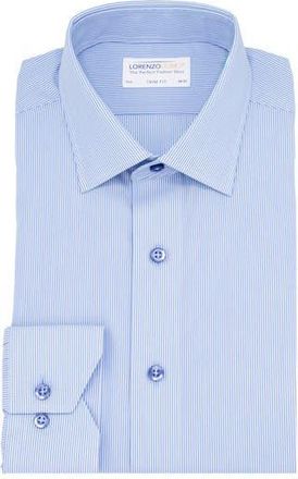 Lorenzo Uomo Trim Fit Thin Vertical Stripe Cotton Oxford Dress Shirt in Light Blue at Nordstrom Rack, Size 14.5 - 32