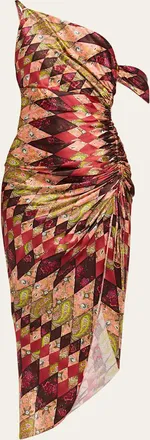 Cinq &agrave; Sept Elliana Draped Silk Midi Dress