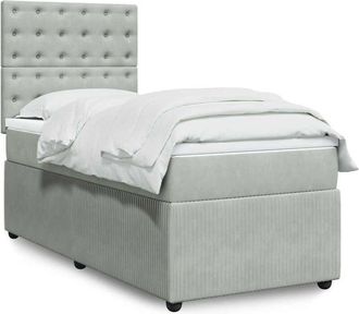 vidaXL Cama Box Spring Con Colch&oacute;n Terciopelo Gris Claro 90x190 Cm Vidaxl