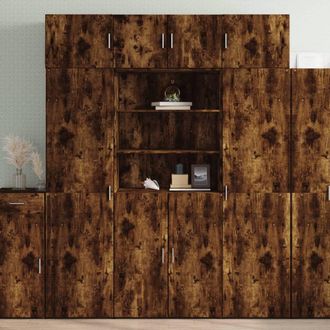 Berkfield Home Storage Cabinet Smoked Oak 80x42.5x225 cm Engineered Wood in Brown