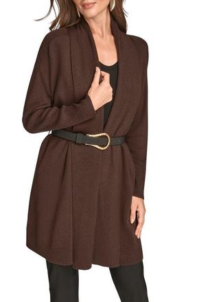 DKNY Belted Cardigan in Chocolate at Nordstrom, Size Large