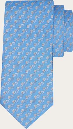 Ferragamo Men Owl print silk tie Blue