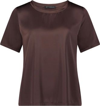 Betty Barclay Tops, Dames, Bruin, 3Xl, Satijn, Satijnen blouse met ronde halslijn