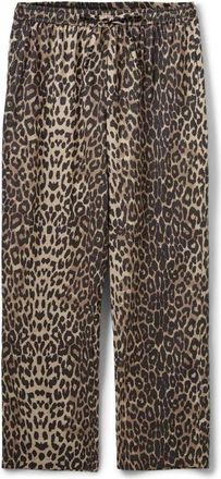 Sofie Schnoor Broeken, Dames, Bruin, XL, Katoen, Luipaardprint Elastische Taille Broek