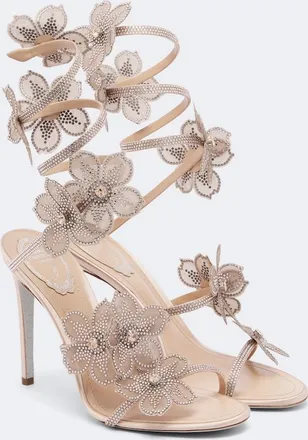Rene Caovilla Sandalias Peach adornadas con aplique floral