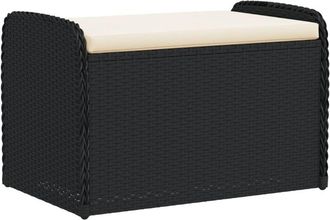vidaXL Vidaxl - Storage Bench with Cushion Black 80x51x52 cm Poly Rattan