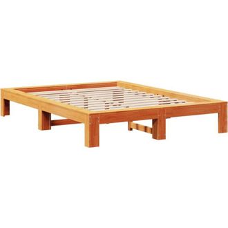 vidaXL Vidaxl - Cama Sin Colch&oacute;n Madera Maciza De Pino Marr&oacute;n Cera 160x200 Cm