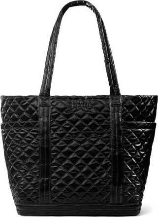 MZ Wallace Large Empire Deluxe Quilted Nylon Tote in Black Liquid at Nordstrom