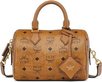 MCM Small Ella Boston Bag in Visetos in Cognac at Nordstrom