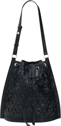 Desigual Rugzak met trekkoord en geweven effect - Dames - Rugzakken - Zwart - ONE Size - Leer - Tassen