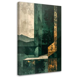 Feeby Cuadro En Lienzo, Formas Abstractas En Verde, 80x120